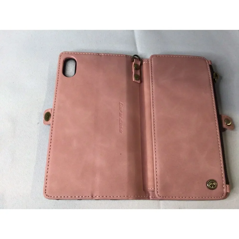Defencase Compatible with iPhone Xs MAX Case Wallet with RFID Blocking Rose Pink